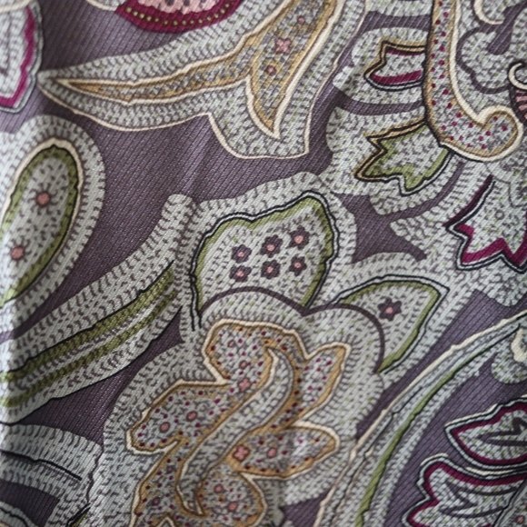 Talbots Gray Paisley Front Silk Panel Merino Wool Cardigan Sweater Large Classic - Picture 4 of 9